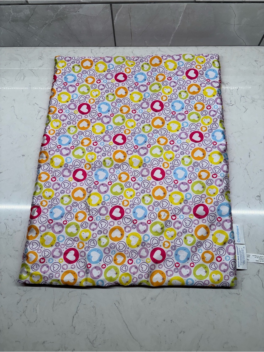 Build a Bear BABW Care Bears Satin Blanket Colorful Hearts 2015